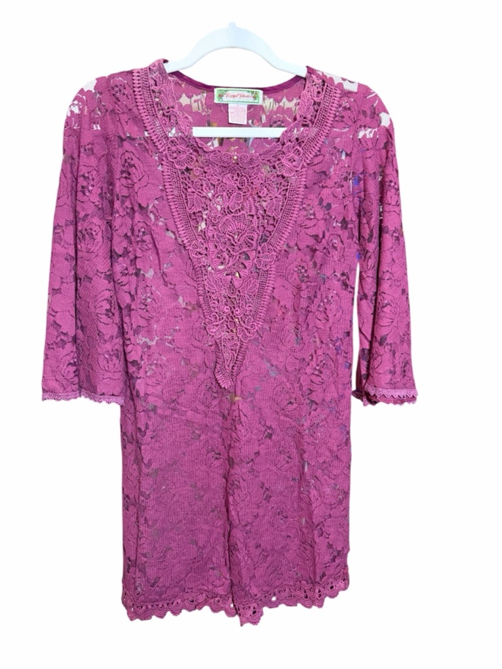 Flying Tomato burgundy/rose Lace Tunic Top Or Cover-Up